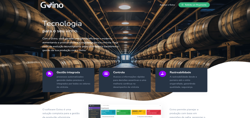 Landing Page Software Gvino